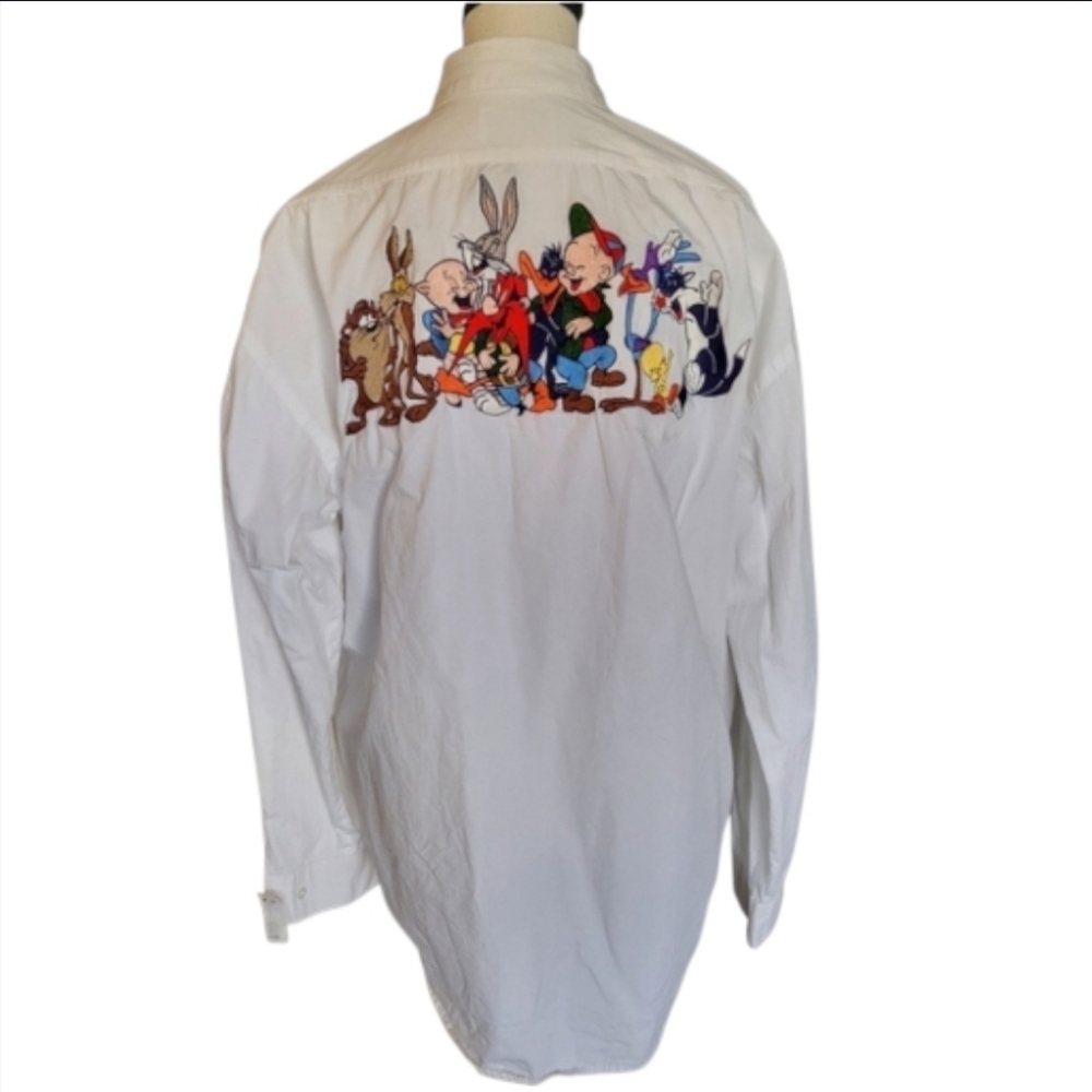 90s Vintage TOO CUTE Tony Guetta White Looney Tunes Cartoon Shirt Men Size XL